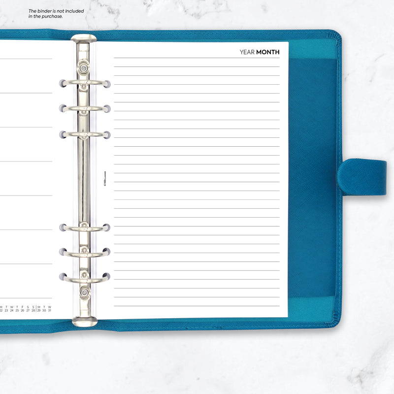 A5 size Week On One Page diary with lined notes organiser refill | Essential