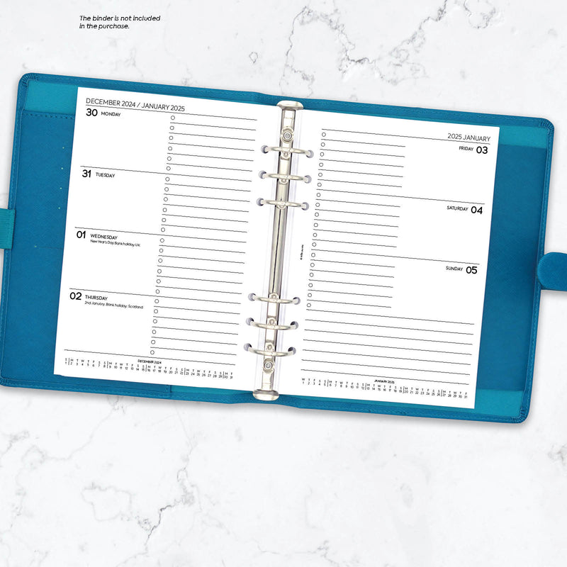 2025 A5 size Week On Two Pages Diary organiser refill | Monthly/Weekly | Fountain pen friendly