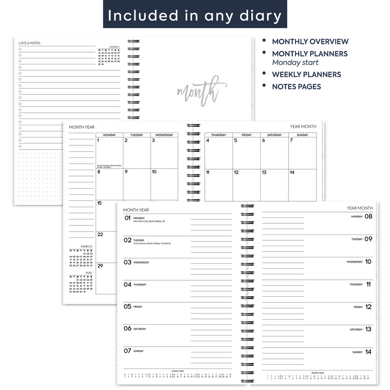 A5 Week on one page spiral diary | Monthly/Weekly | Personalise