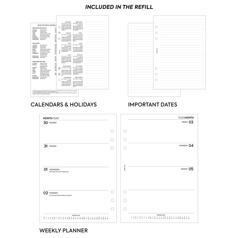 A5 size Week On Two Pages Diary organiser refill | Essential