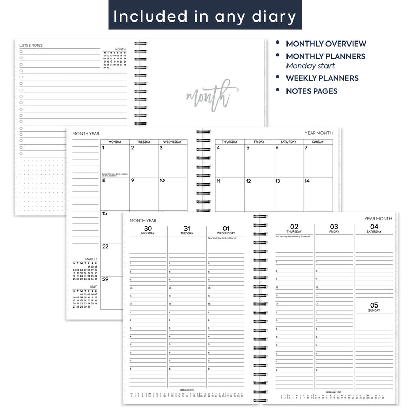 A5 Week on two pages appointments spiral diary | Monthly/Weekly | Personalise