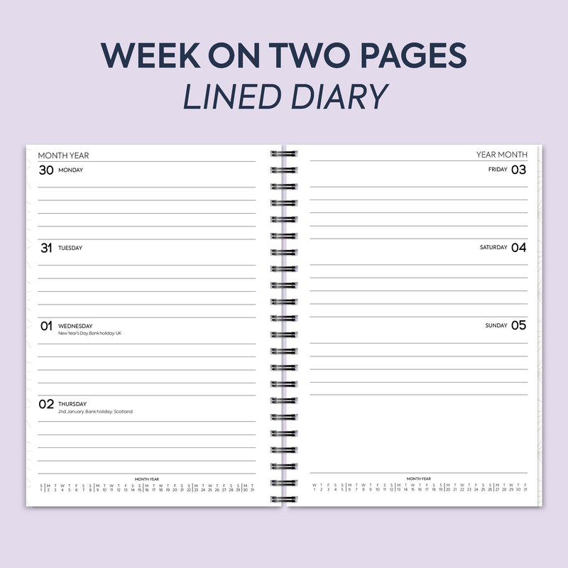 A5 Week on two pages spiral lined diary | Monthly/Weekly | Personalise