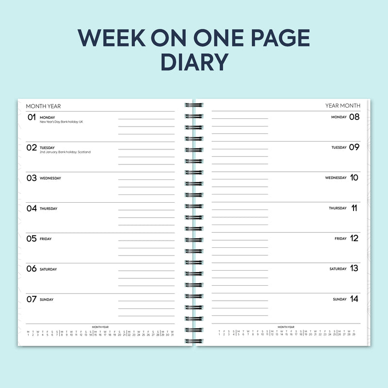 A5 Week on one page spiral diary | Monthly/Weekly | Personalise