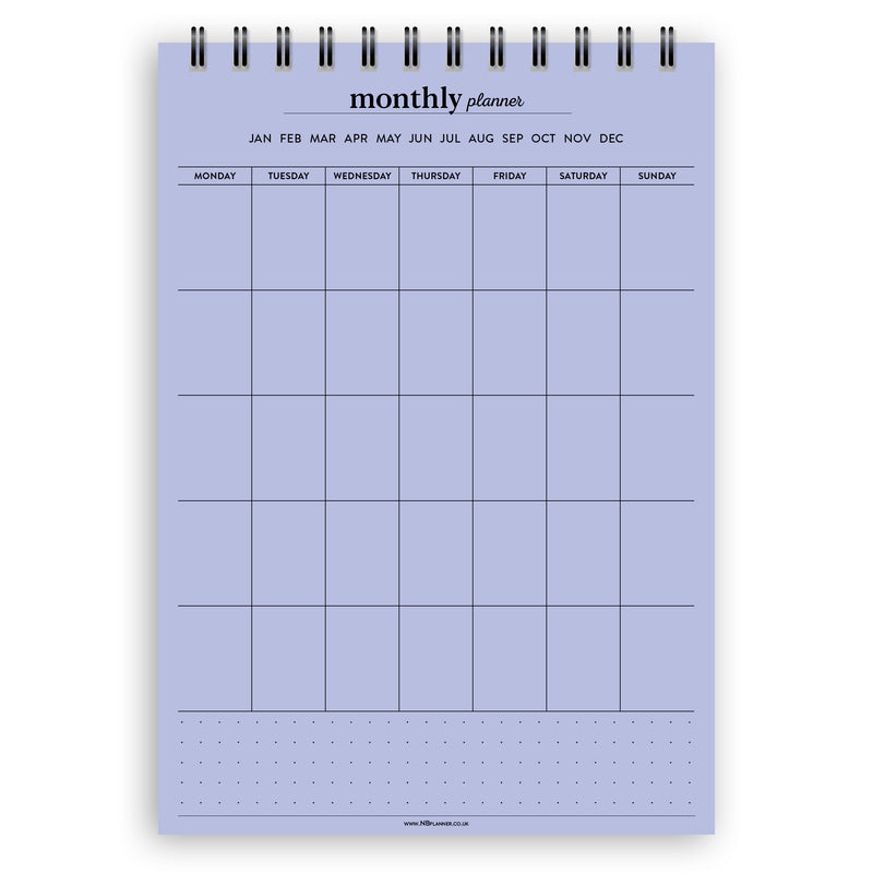 A5 monthly planner notepad | Spiral desk pad | Coloured and white paper