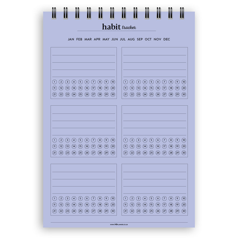 A5 habit tracker notepad | Spiral desk pad | Coloured and white paper