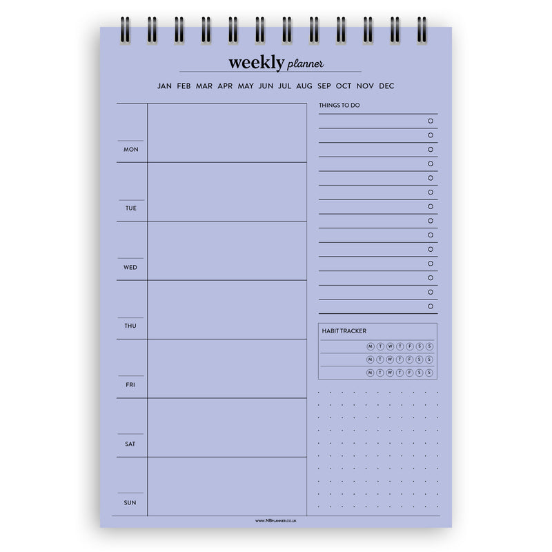 A5 weekly planner notepad | Spiral desk pad | Coloured and white paper