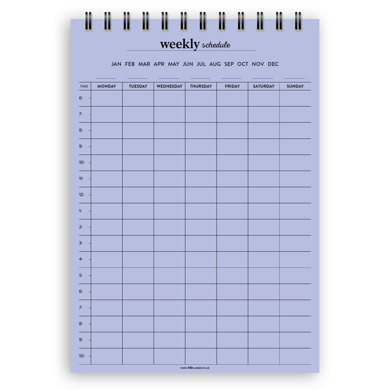 A5 weekly schedule notepad | Spiral desk pad | Coloured and white paper