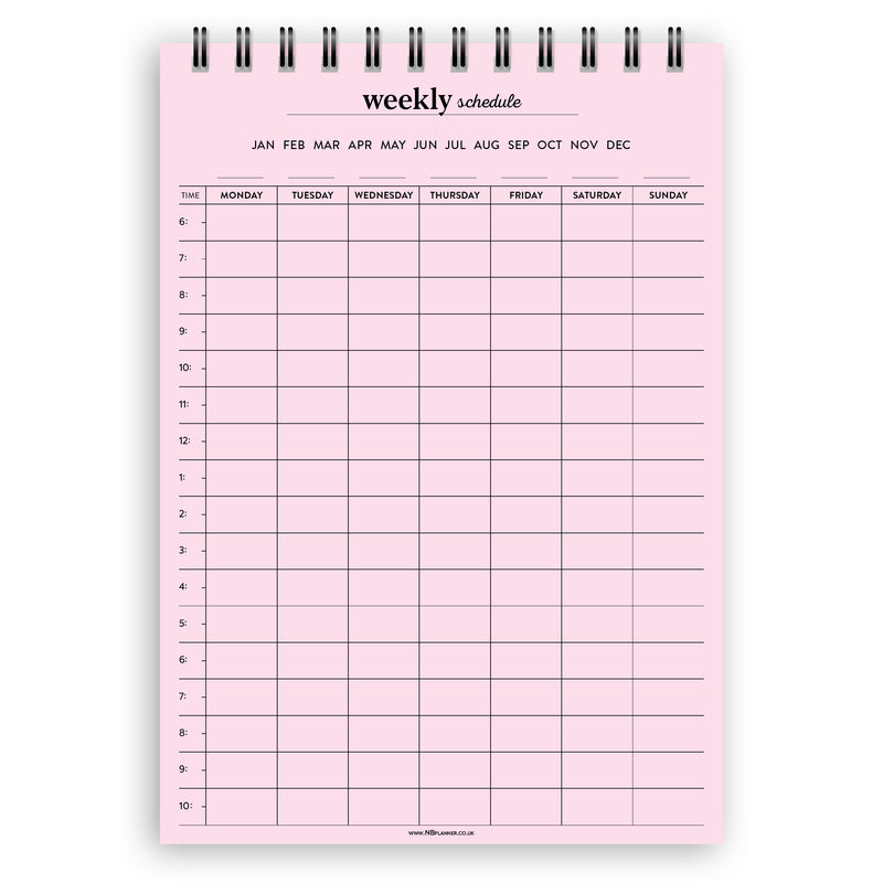 A5 weekly schedule notepad | Spiral desk pad | Coloured and white paper