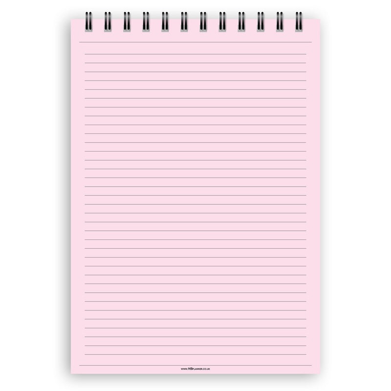 A5 narrow-ruled notepad | Spiral desk pad | Coloured and white paper