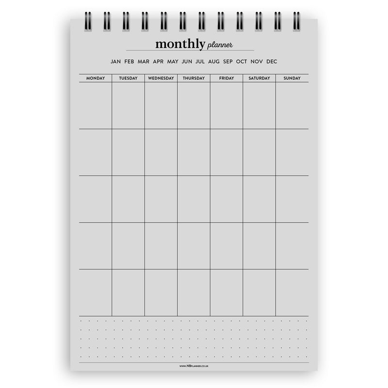 A5 monthly planner notepad | Spiral desk pad | Coloured and white paper