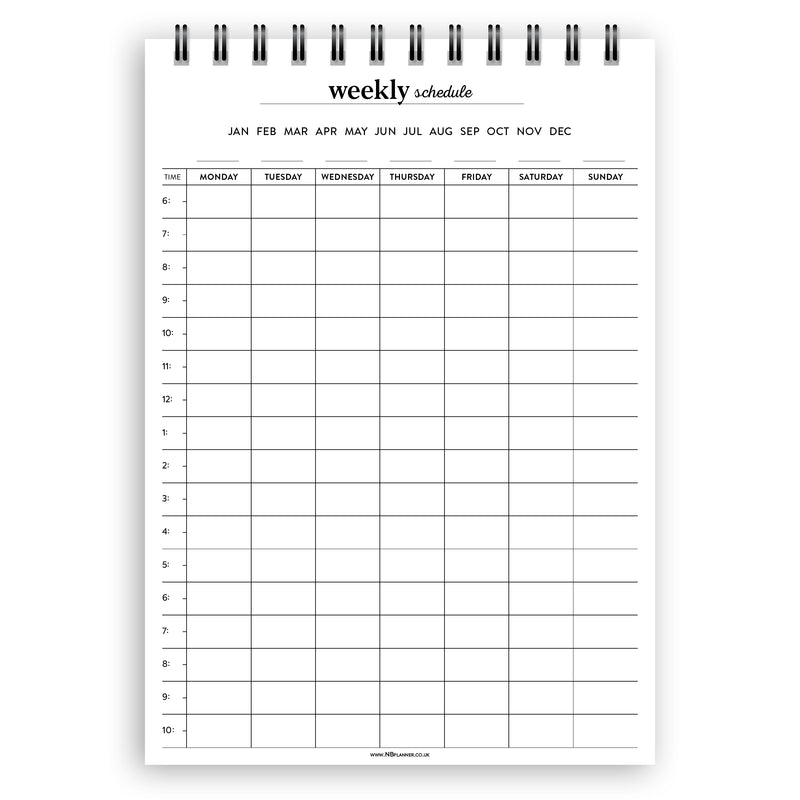 A5 weekly schedule notepad | Spiral desk pad | Coloured and white paper