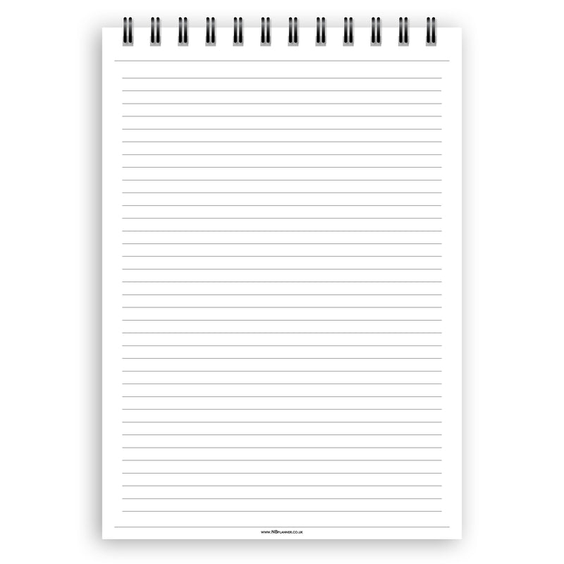 A5 narrow-ruled notepad | Spiral desk pad | Coloured and white paper