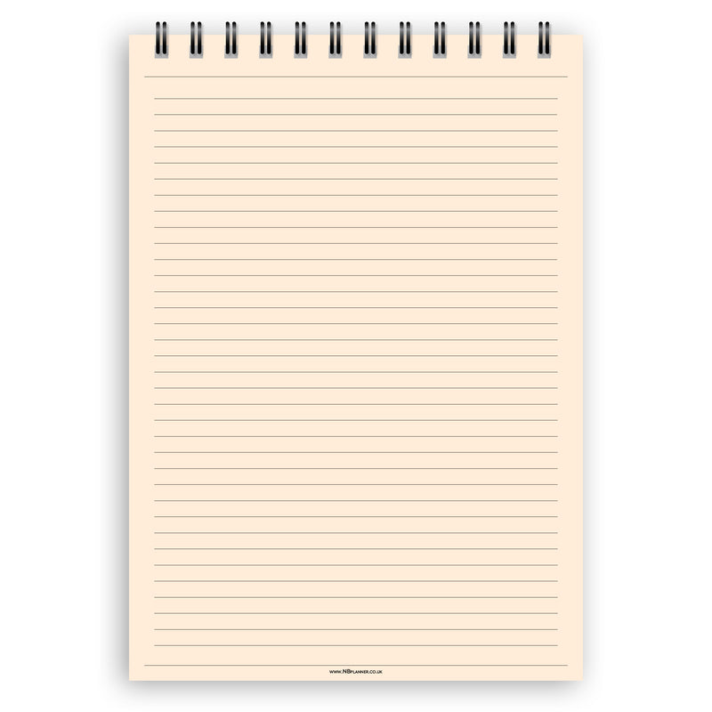 A5 narrow-ruled notepad | Spiral desk pad | Coloured and white paper