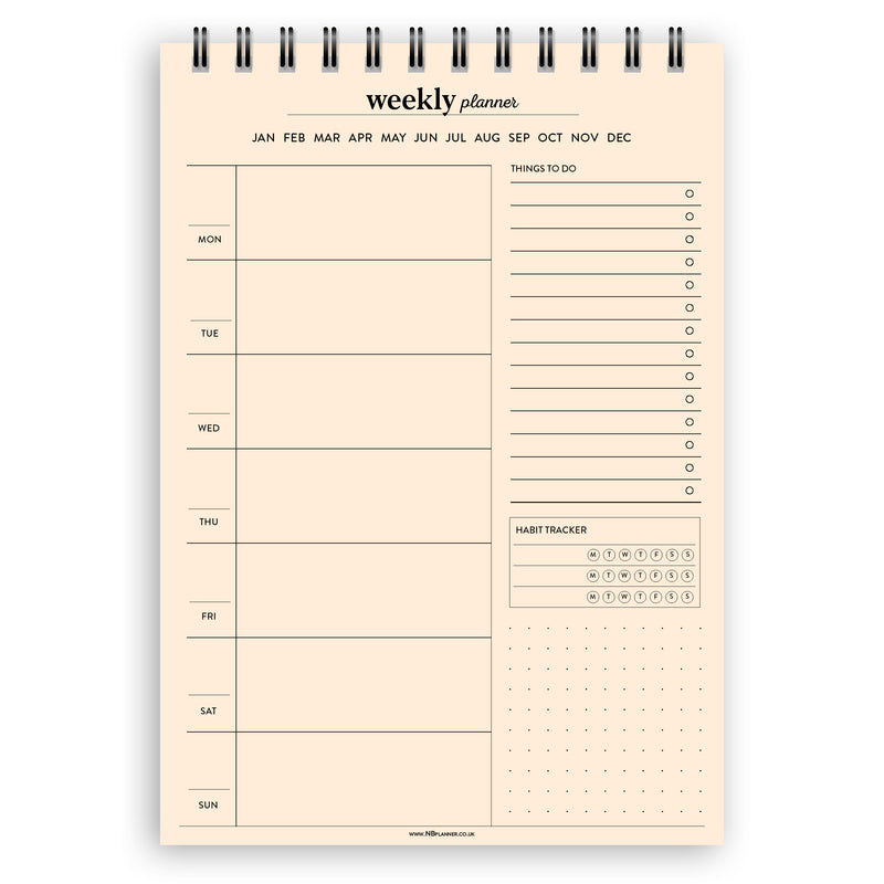 A5 weekly planner notepad | Spiral desk pad | Coloured and white paper