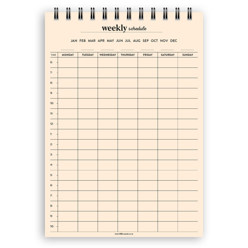 A5 weekly schedule notepad | Spiral desk pad | Coloured and white paper