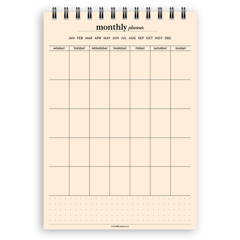 A5 monthly planner notepad | Spiral desk pad | Coloured and white paper