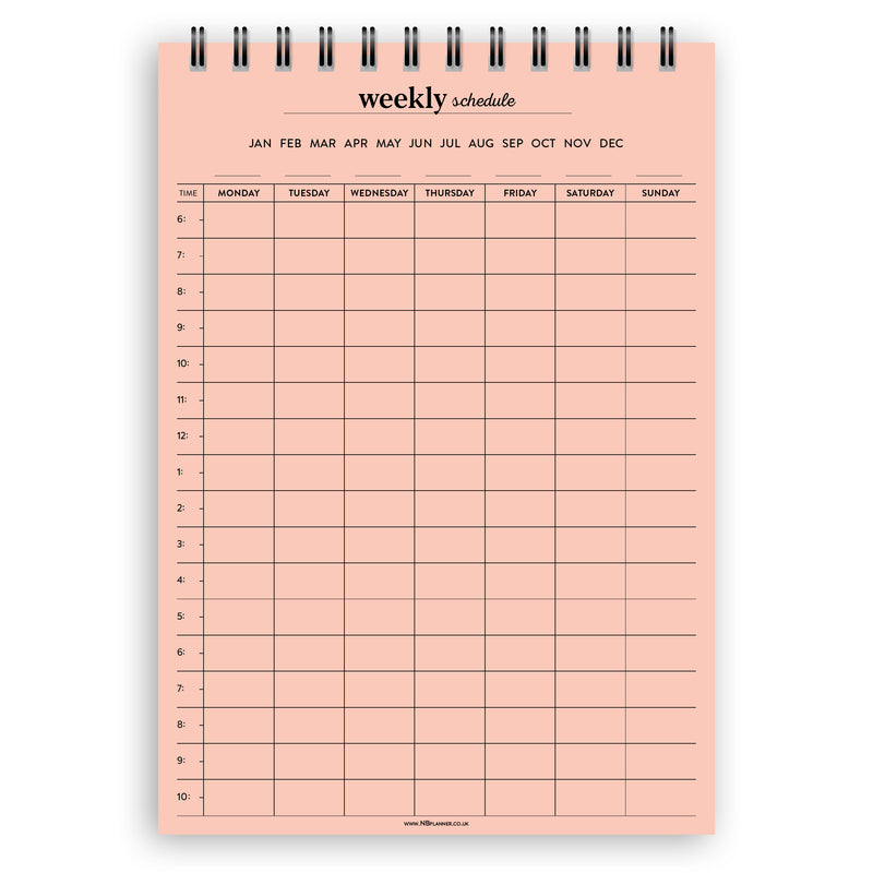 A5 weekly schedule notepad | Spiral desk pad | Coloured and white paper