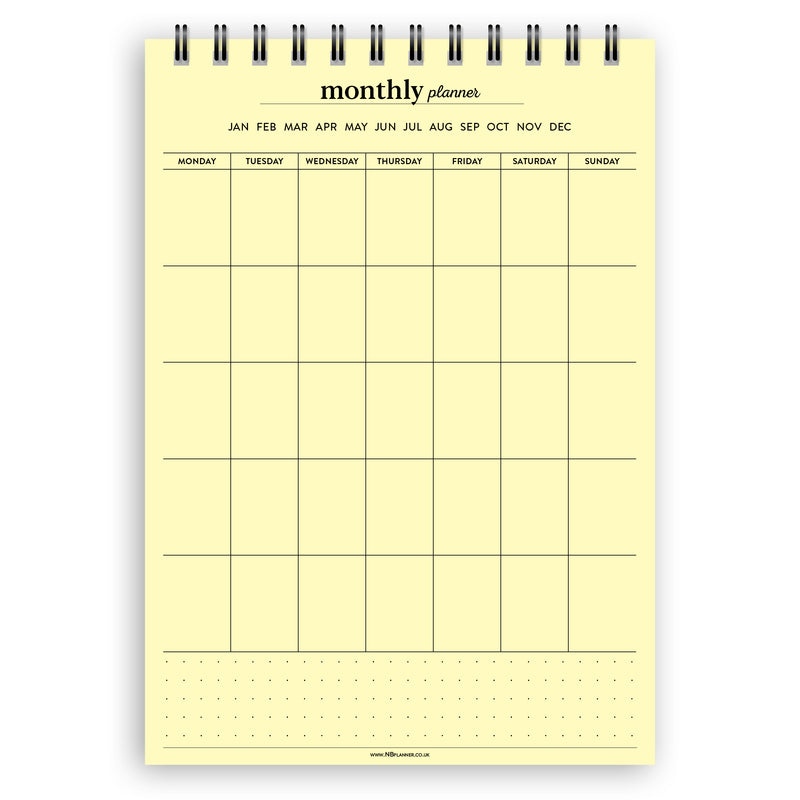 A5 monthly planner notepad | Spiral desk pad | Coloured and white paper