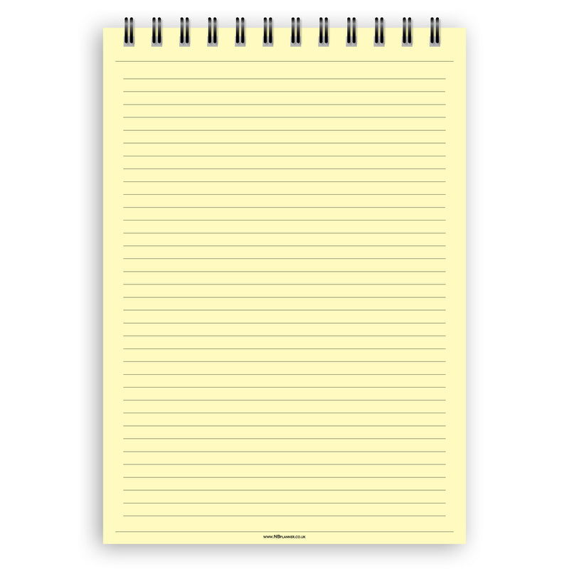 A5 narrow-ruled notepad | Spiral desk pad | Coloured and white paper