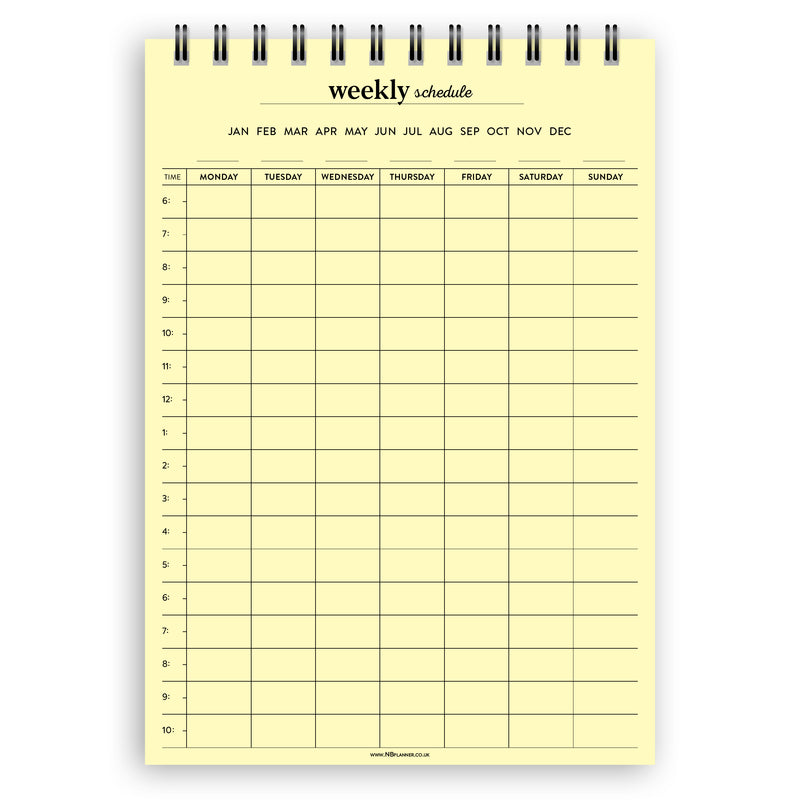 A5 weekly schedule notepad | Spiral desk pad | Coloured and white paper