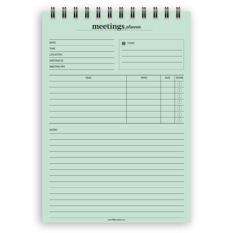 A5 meetings planner notepad | Spiral desk pad | Coloured and white paper