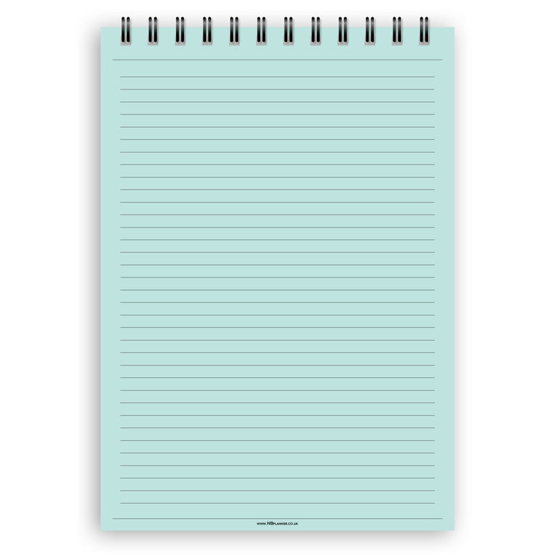 A5 narrow-ruled notepad | Spiral desk pad | Coloured and white paper