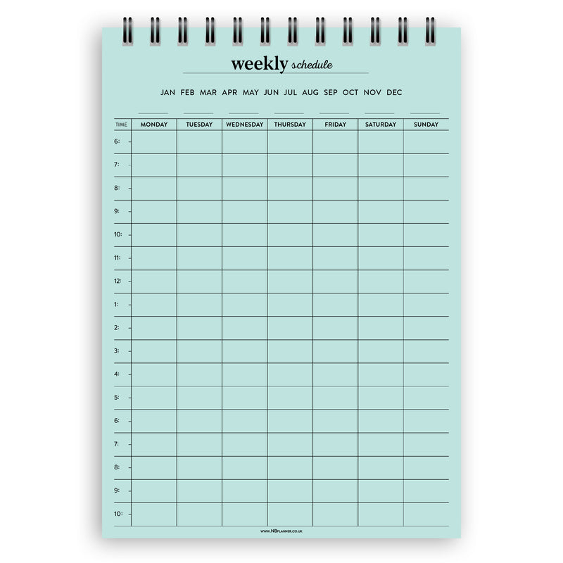 A5 weekly schedule notepad | Spiral desk pad | Coloured and white paper