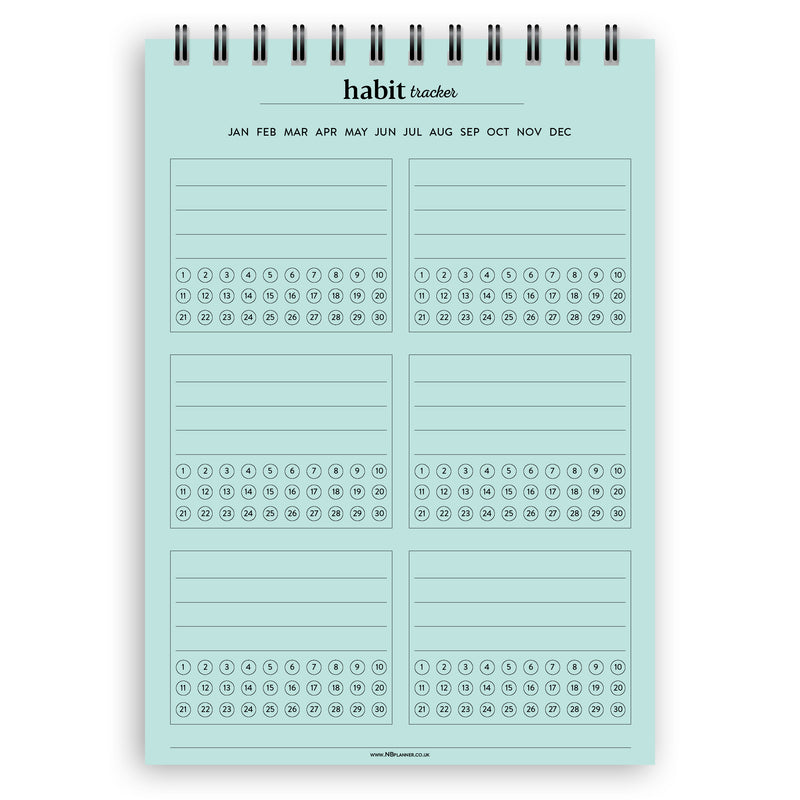 A5 habit tracker notepad | Spiral desk pad | Coloured and white paper