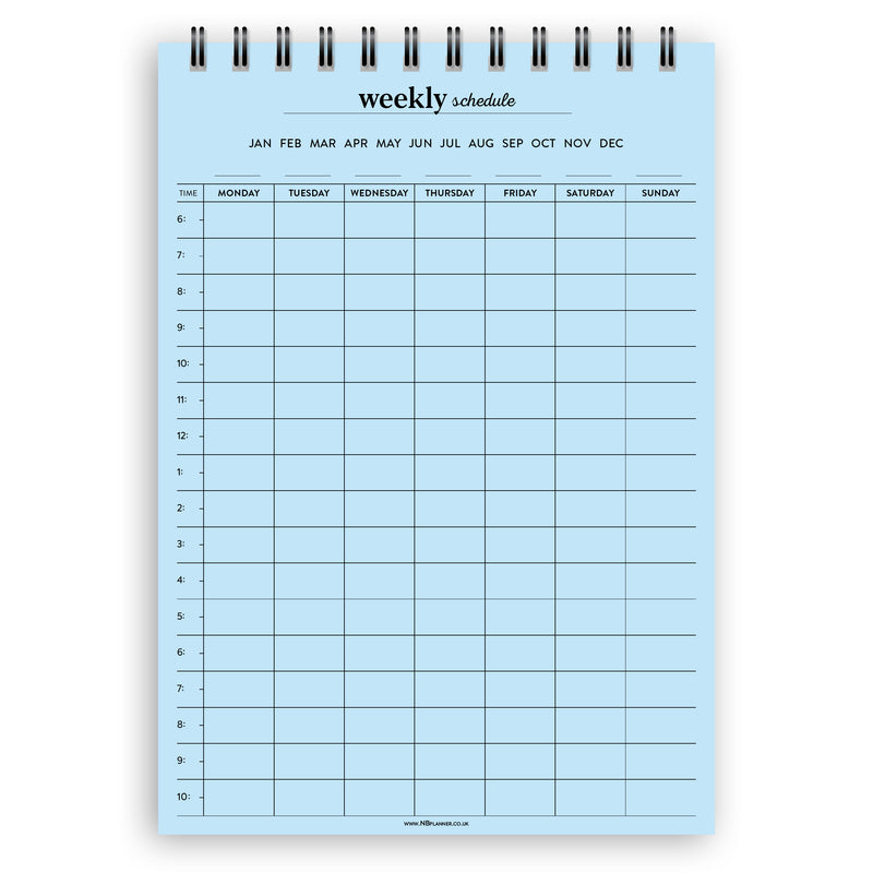 A5 weekly schedule notepad | Spiral desk pad | Coloured and white paper