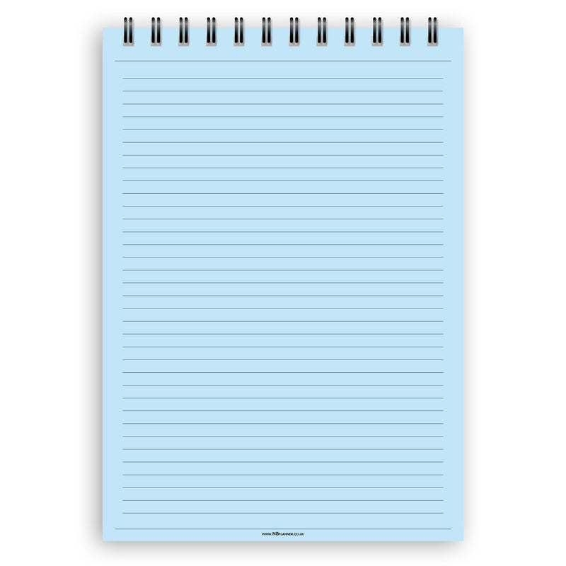 A5 narrow-ruled notepad | Spiral desk pad | Coloured and white paper