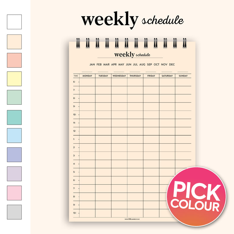 A5 weekly schedule notepad