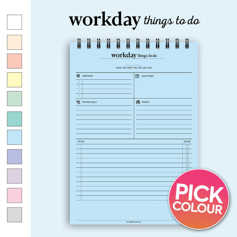 A5 workday things to do notepad daily planner