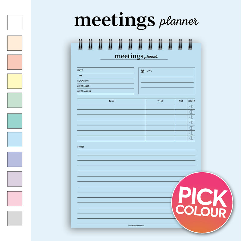 A5 meetings planner notepad 