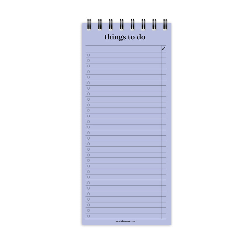 Slim things to do notepad | Spiral desk pad | Coloured and white paper