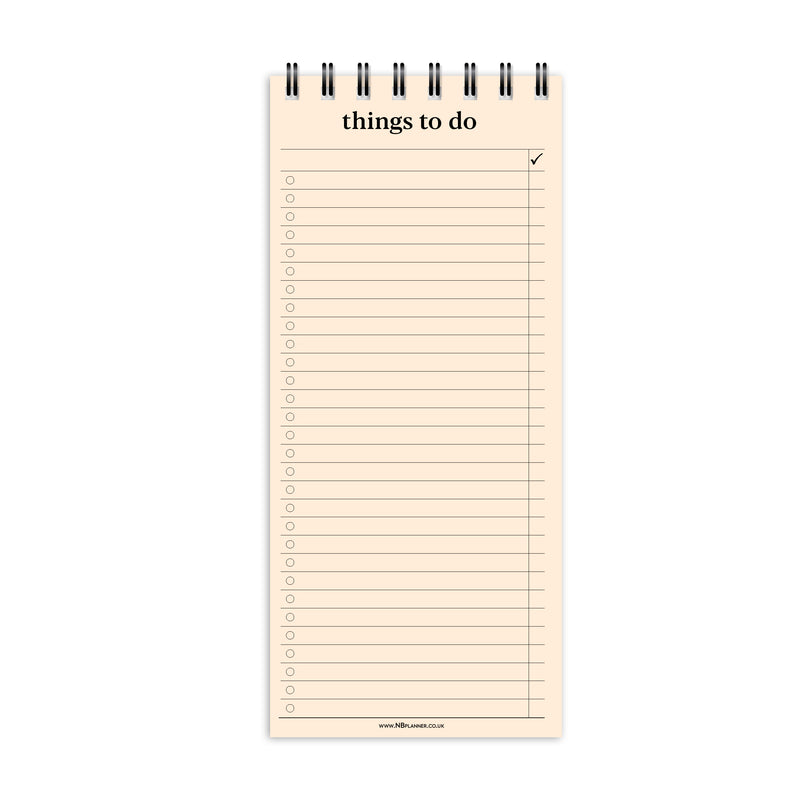 Slim things to do notepad | Spiral desk pad | Coloured and white paper