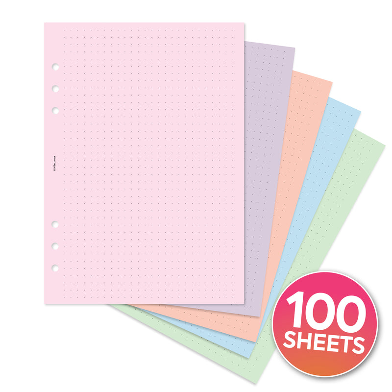 A5 size 100 sheets dot grid coloured pastel notepaper organiser refill assorted | Value pack