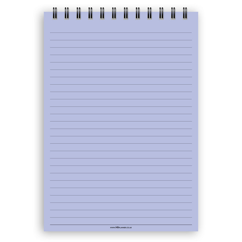 A5 wide-ruled notepad | Spiral desk pad | Coloured and white paper