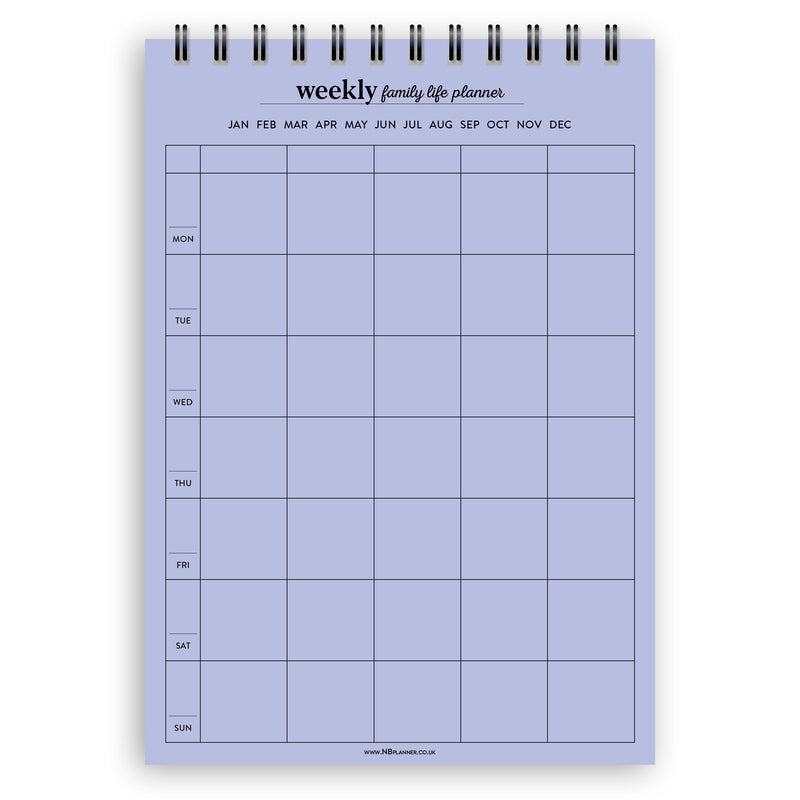 A5 weekly family life planner notepad | Spiral desk pad | Coloured and white paper