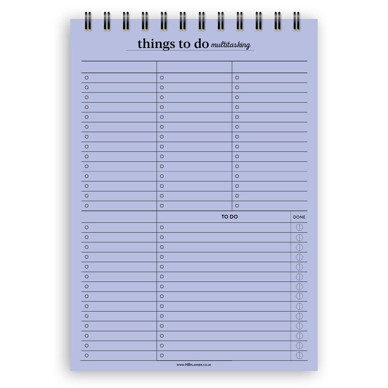 A5 things to do multitasking notepad | Spiral desk pad | Coloured and white paper