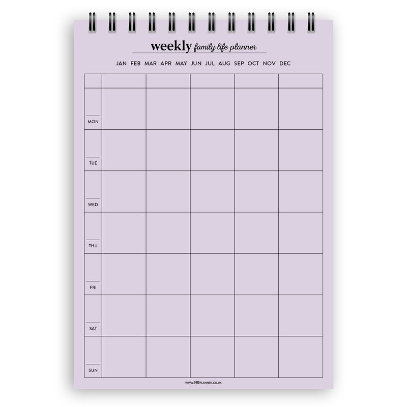 A5 weekly family life planner notepad | Spiral desk pad | Coloured and white paper