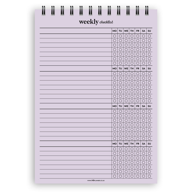 A5 weekly checklist notepad | Spiral desk pad | Coloured and white paper