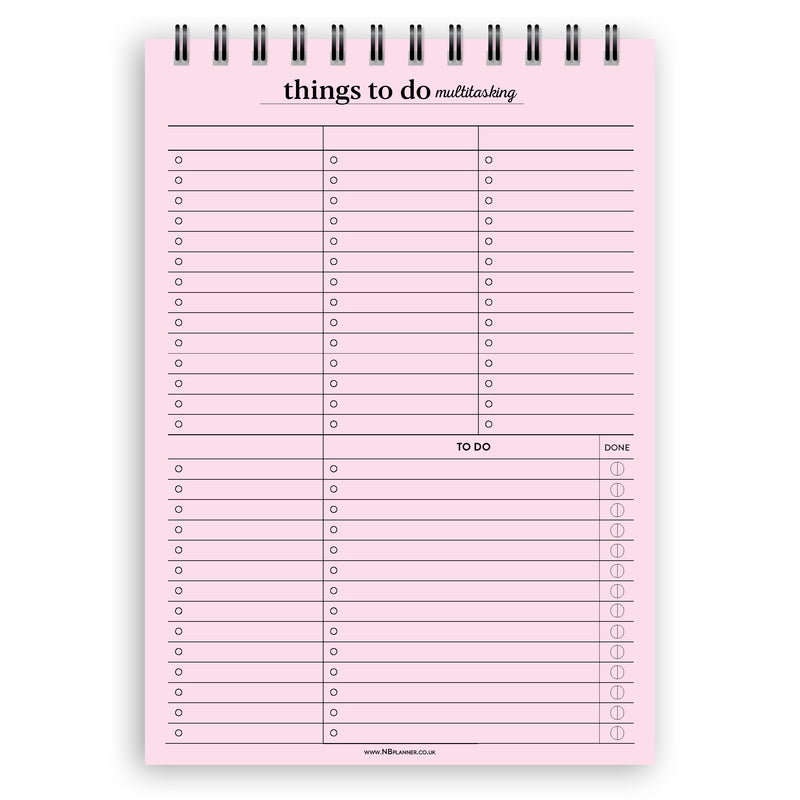 A5 things to do multitasking notepad | Spiral desk pad | Coloured and white paper