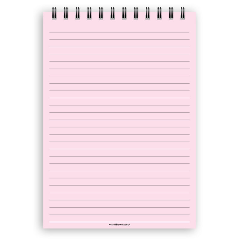 A5 wide-ruled notepad | Spiral desk pad | Coloured and white paper