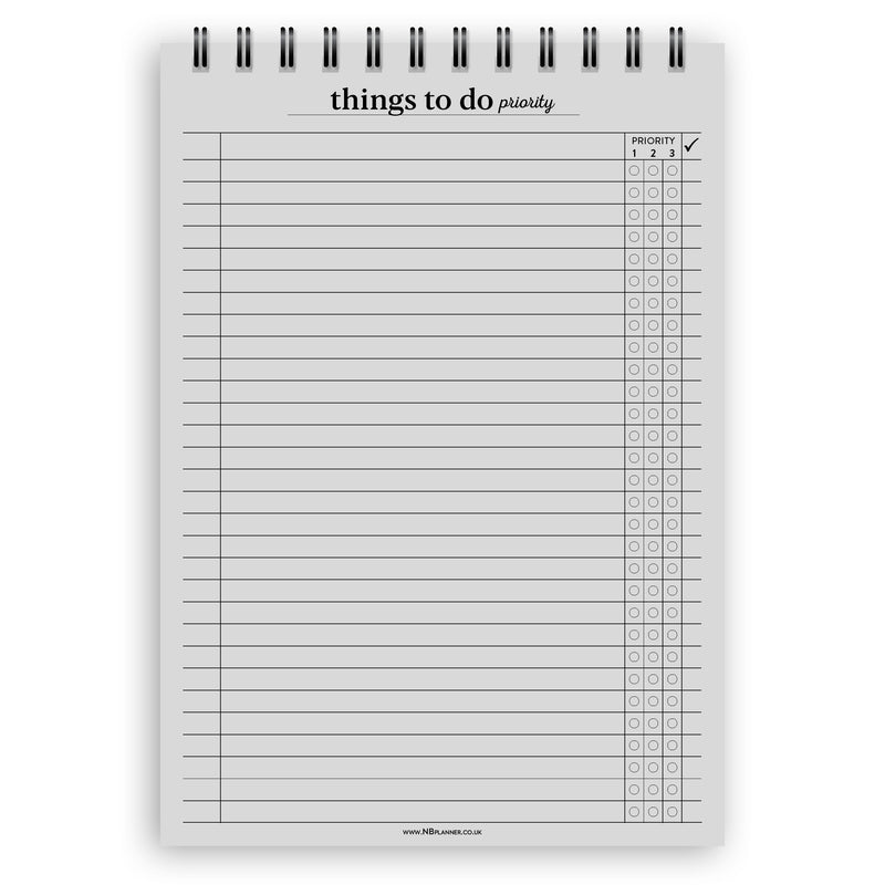 A5 things to do priority notepad | Spiral desk pad | Coloured and white paper