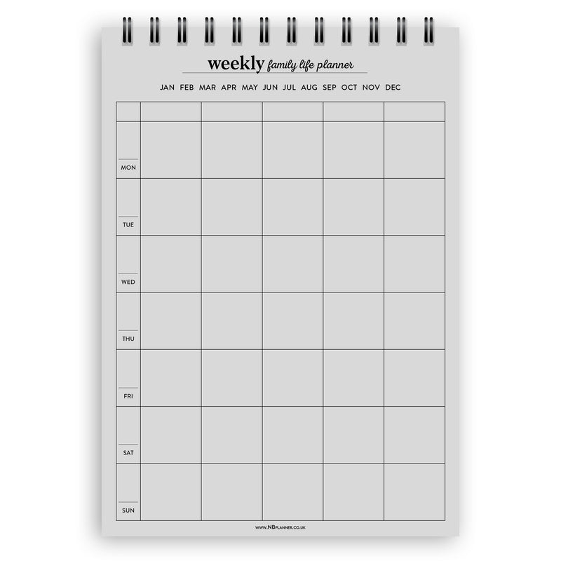 A5 weekly family life planner notepad | Spiral desk pad | Coloured and white paper