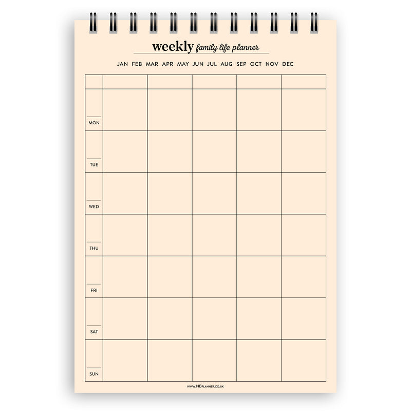 A5 weekly family life planner notepad | Spiral desk pad | Coloured and white paper