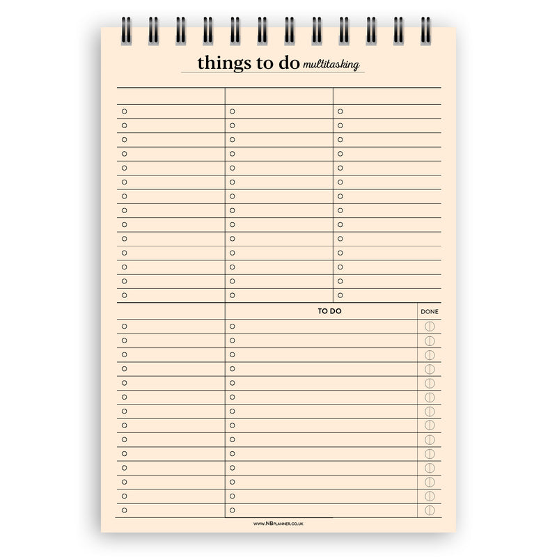 A5 things to do multitasking notepad | Spiral desk pad | Coloured and white paper