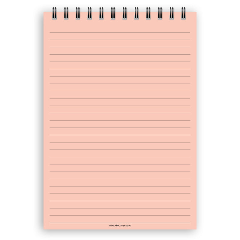 A5 wide-ruled notepad | Spiral desk pad | Coloured and white paper