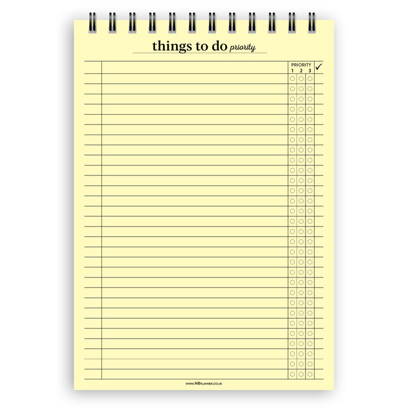 A5 things to do priority notepad | Spiral desk pad | Coloured and white paper