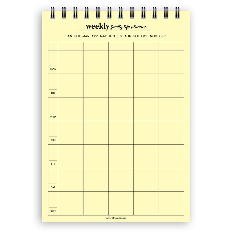 A5 weekly family life planner notepad | Spiral desk pad | Coloured and white paper